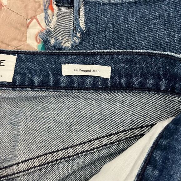 FRAME Blue Distressed Denim Le Pegged Cropped Button-Fly Jeans Women's Size 29 - Picture 7 of 7